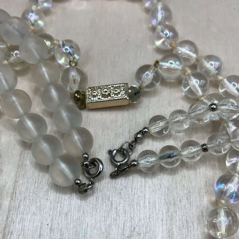 Curated bundle acrylic-lucite vintage necklaces, lot 3 layered look, statement.
